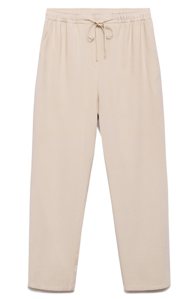MANGO Elastic Waist Flowy Pants, Alternate, color, Beige