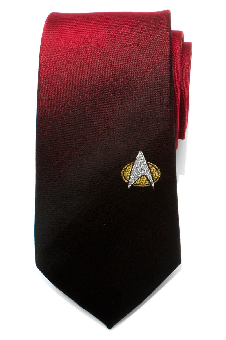 Star Trek TNG Shield Silk Tie, Main, color, RED