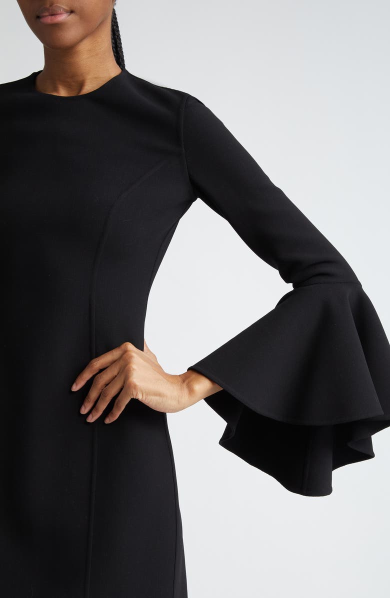 Michael Kors Collection Flare Cuff Stretch Wool Sheath Dress, Alternate, color, Black