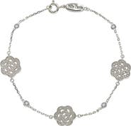 SUZY LEVIAN Sterling Silver Sapphire & Diamond Accent Flowers Station Bracelet