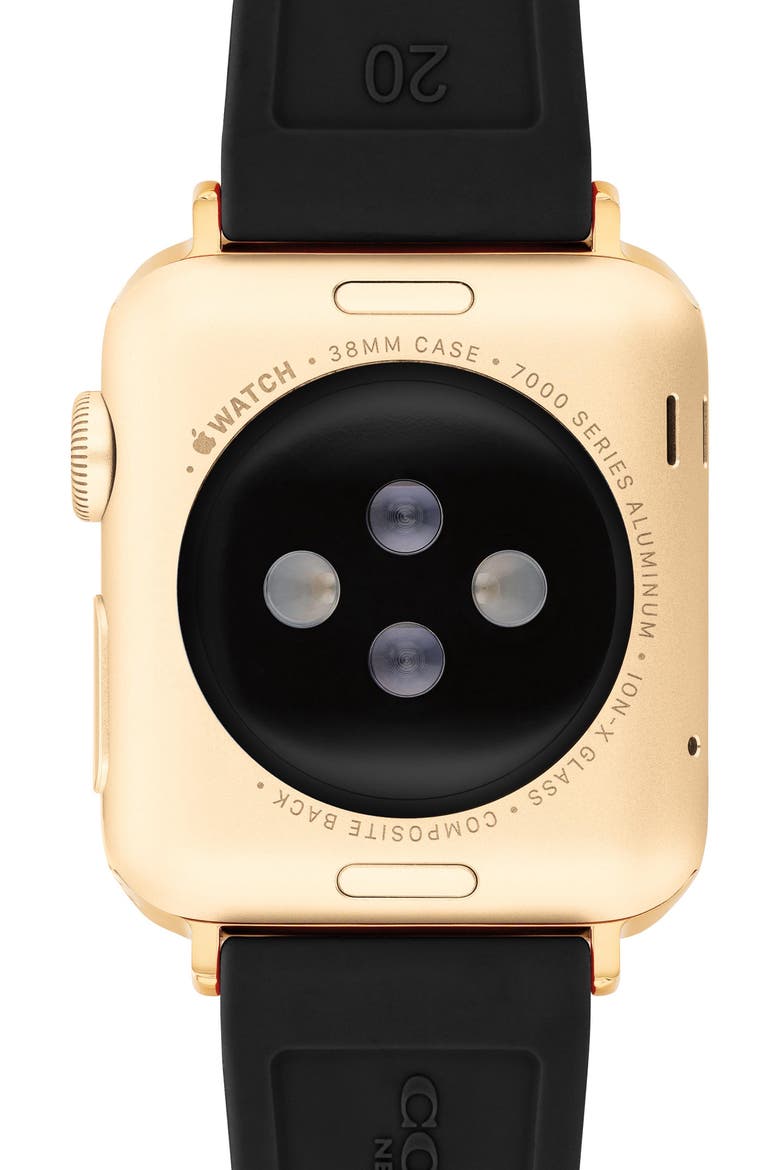 Quilted 20mm Apple Watch® Watchband, Alternate, color, BLACK