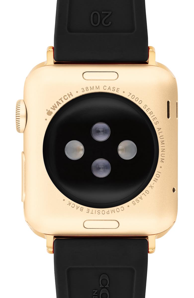 COACH Quilted 20mm Apple Watch<sup>®</sup> Watchband, Alternate, color, Black
