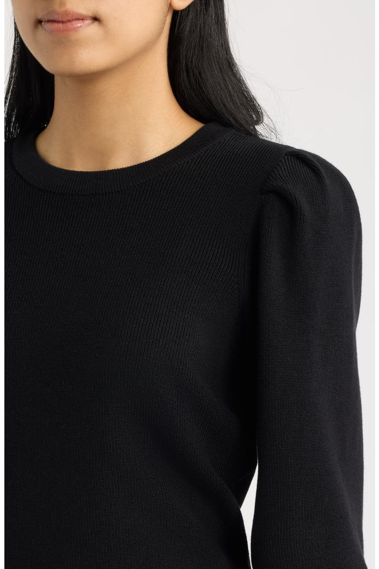 Puff Shoulder Sweater, Alternate, color, ANNE BLACK
