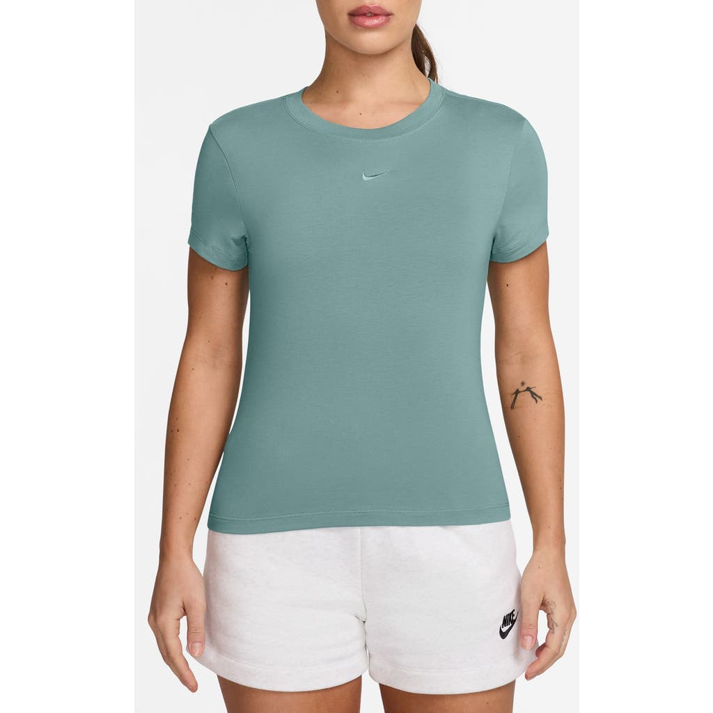 Nike Sportswear Club Chill Knit Mod Crop T-shirt In Blue