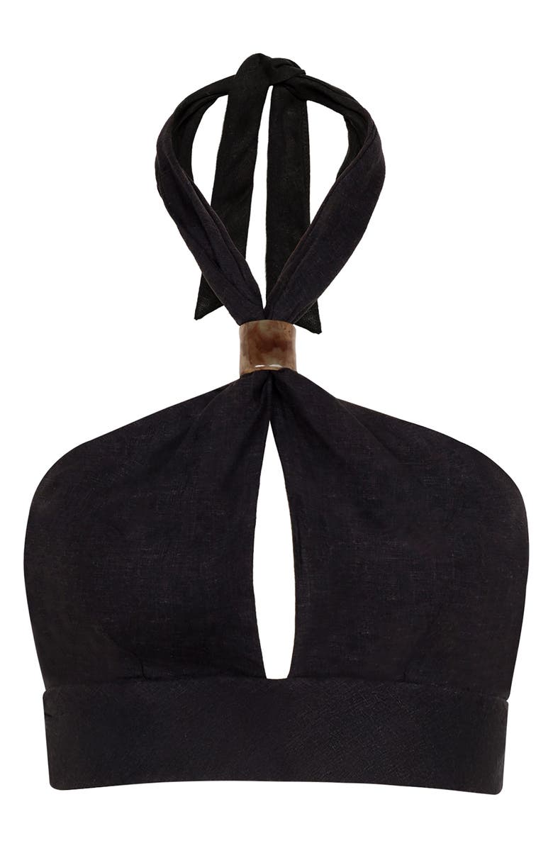 ViX Paula Hermanny Luna Linen Blend Cover-Up Top, Alternate, color, Black