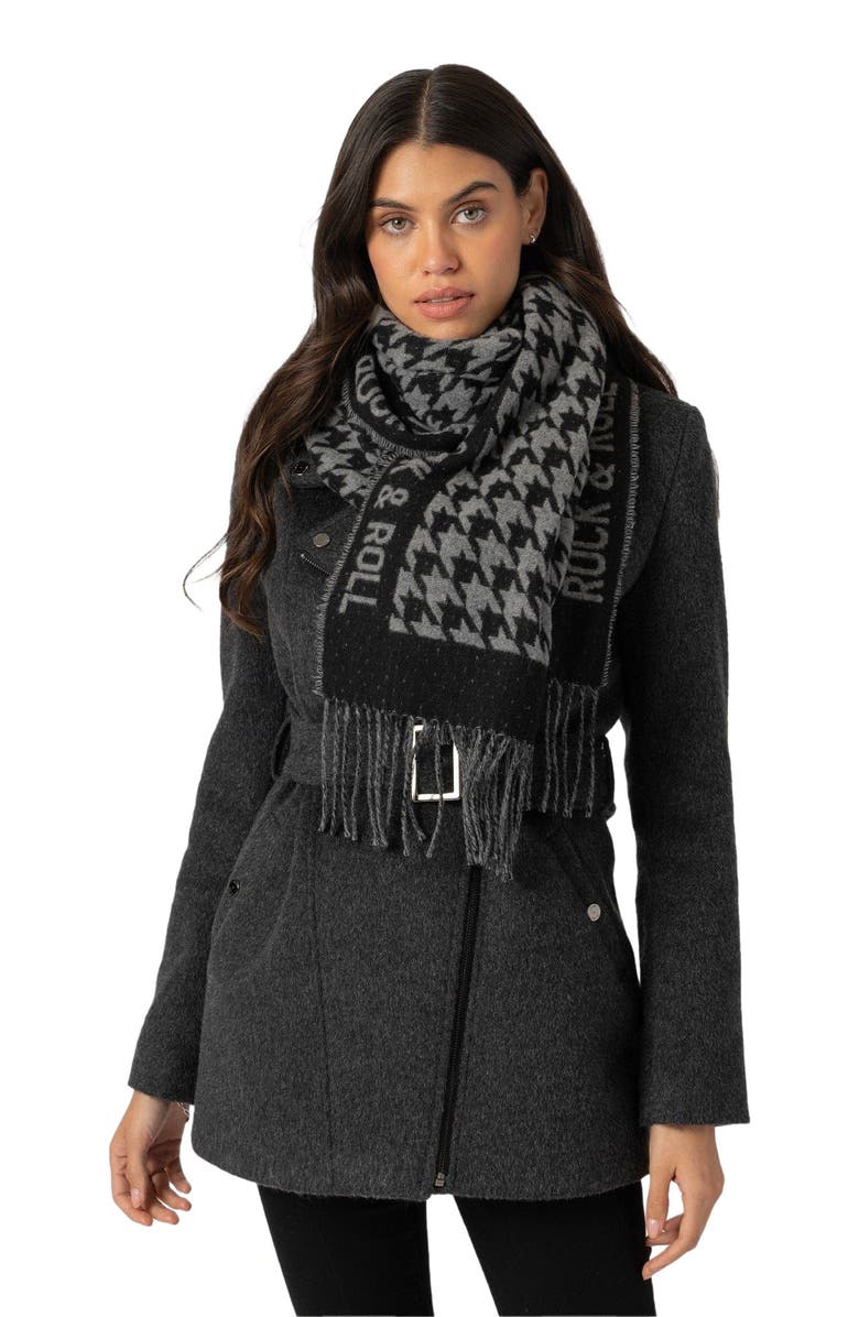 Saint + Sofia Rock Houndstooth Scarf, Alternate, color, Black/Grey