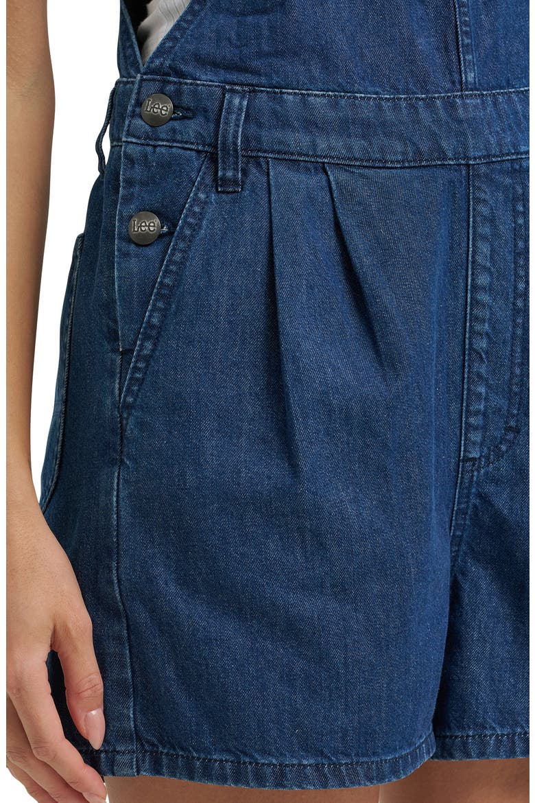 Nonstretch Denim Romper, Alternate, color, MID PACIFIC