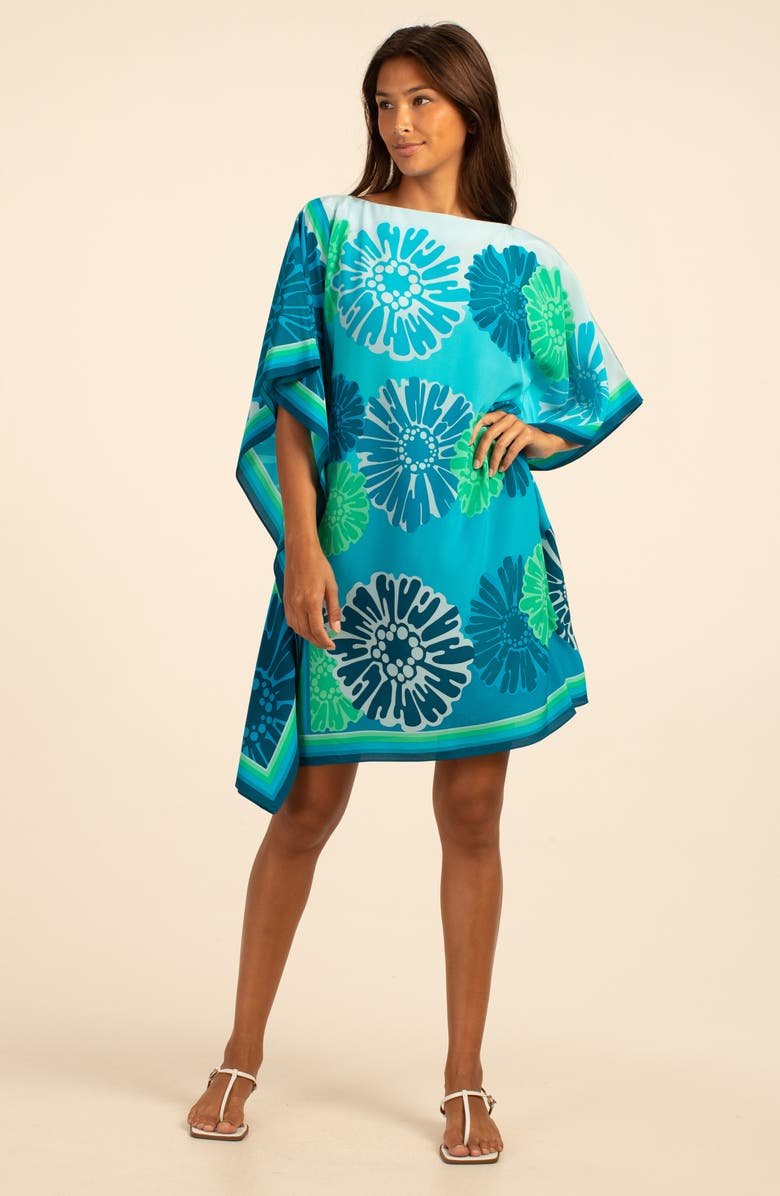 Trina Turk Theodora Short Silk Caftan Dress, Alternate, color,