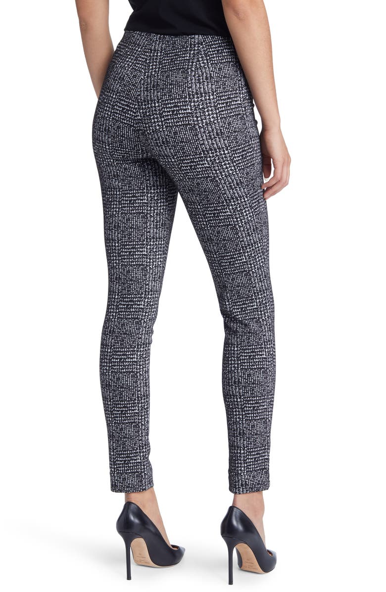 Anne Klein Plaid Jacquard Ankle Pants, Alternate, color, Anne Black/ Anne White