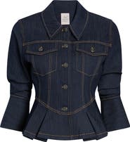 Cinq à Sept Seraphine Scrunched Peplum Denim Jacket