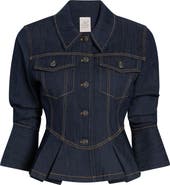 Cinq à Sept Seraphine Scrunched Peplum Denim Jacket