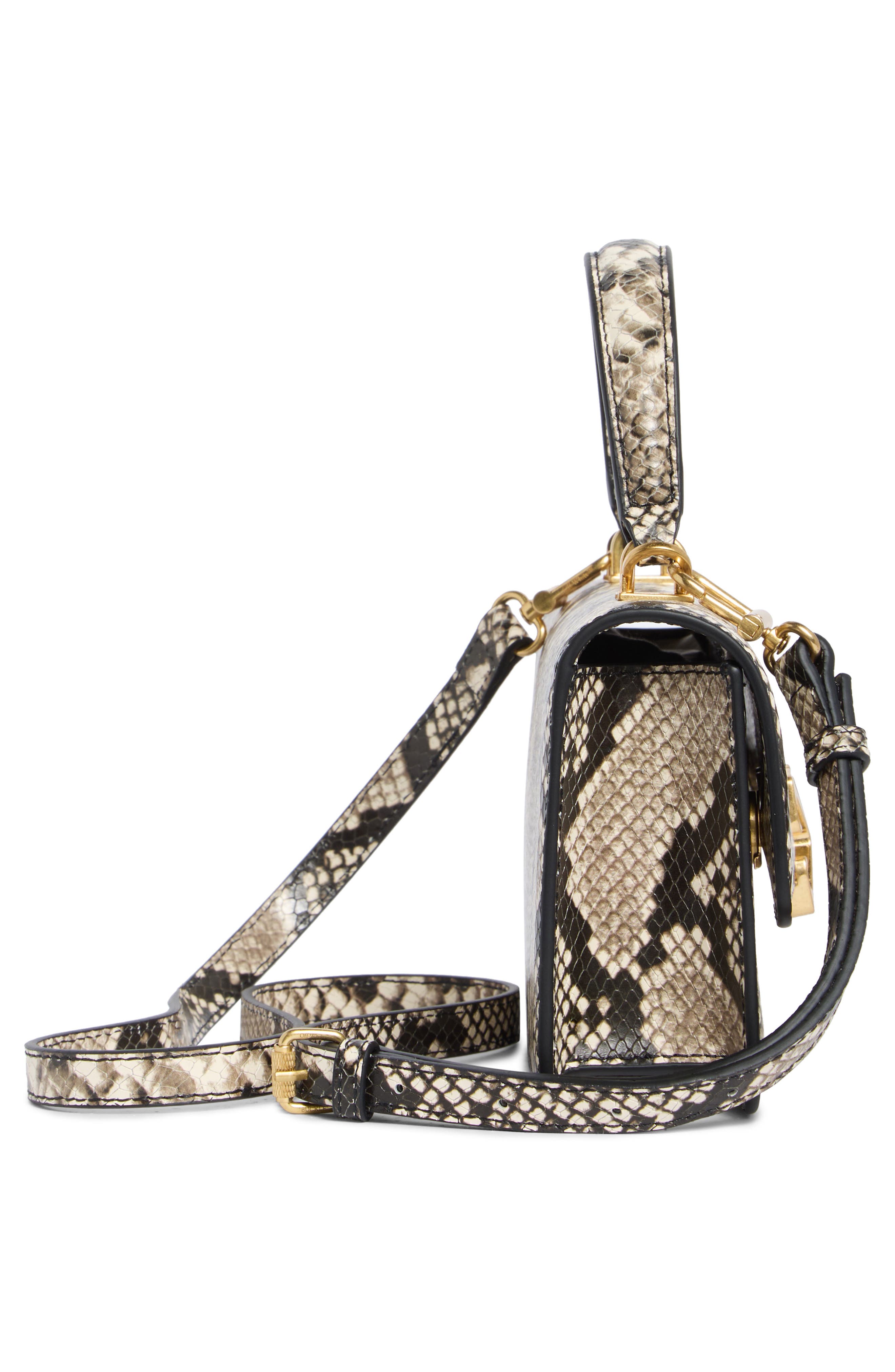 Off-White Jitney Snake Embossed Leather East/West Top Handle Bag, Alternate, color, Snake
