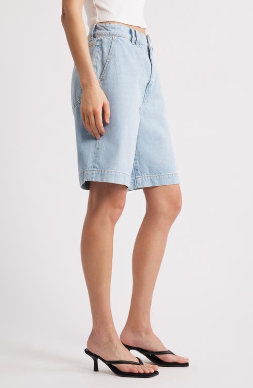 Frame The Trouser Denim Shorts In Blue