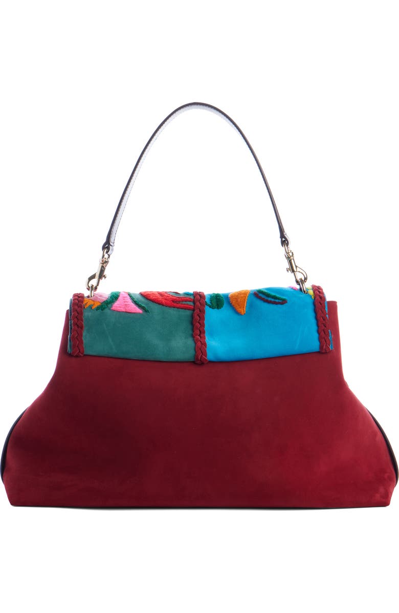 Chloé Medium Penelope Flap Embroidered Suede Shoulder Bag, Alternate, color,