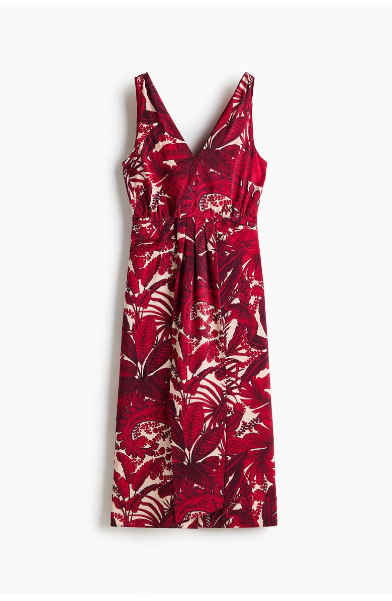 H&M V-neck Midi Dress, Main, color, Red/Patterned