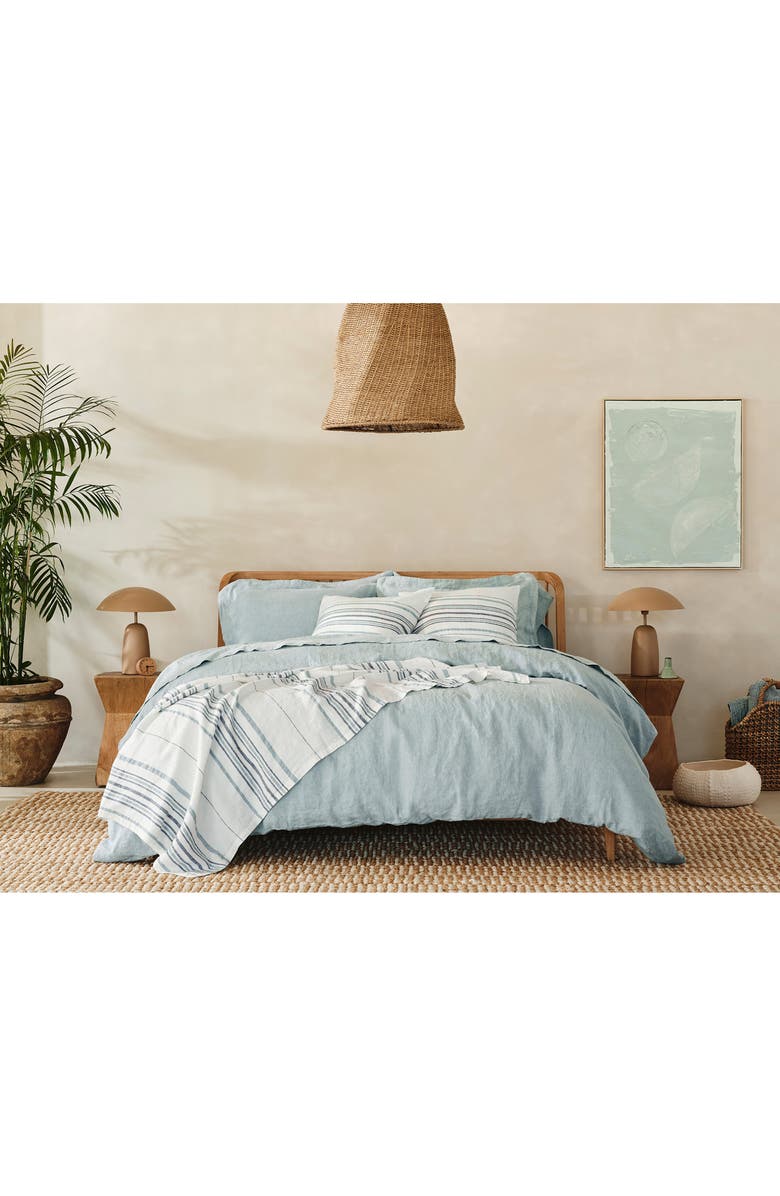 Coyuchi Relaxed Organic Linen Duvet Cover, Alternate, color, Pacific Blue Chambray