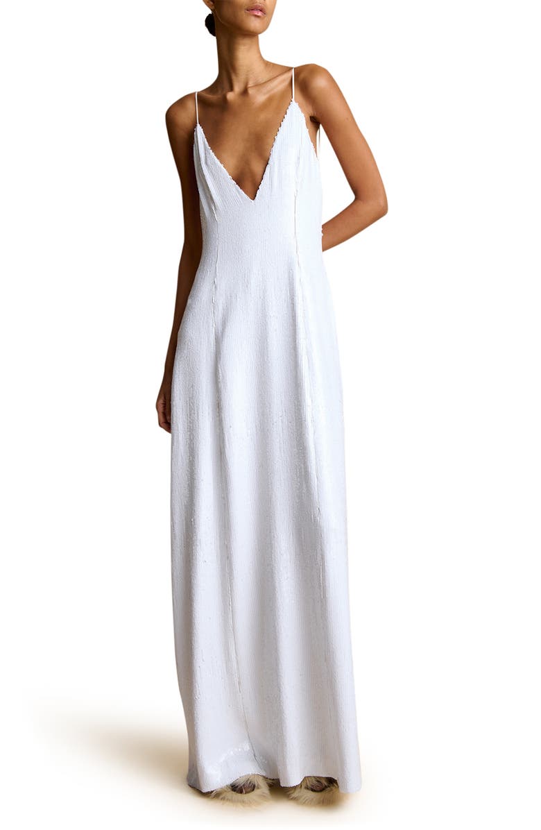 Khaite Carina Sequin Plunge Neck Maxi Dress, Main, color, 