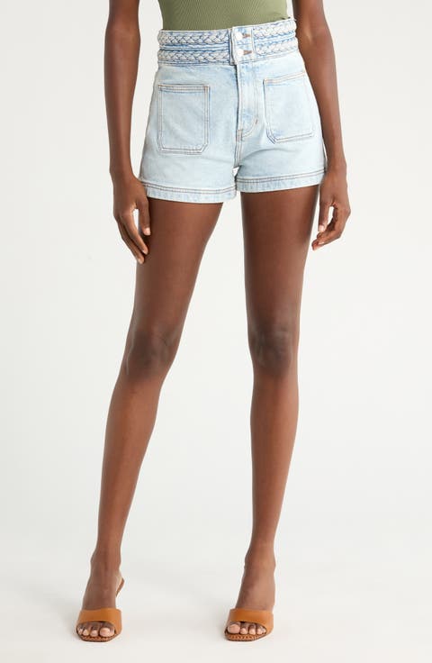 Elijah Patch Pocket Denim Shorts (Pale Stone)