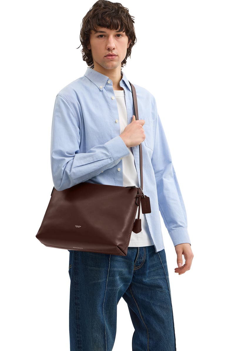 COACH Mott Leather Messenger Bag, Alternate, color, Maple