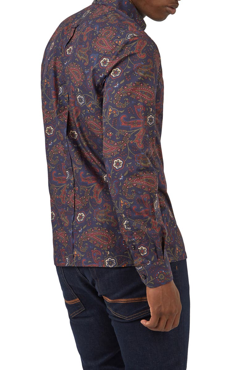 Ben Sherman Paisley Cotton Button-Down Shirt, Alternate, color, 