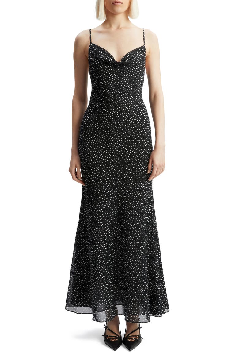 Monroe Cowl Neck Maxi Dress, Main, color, BLACK SPOT