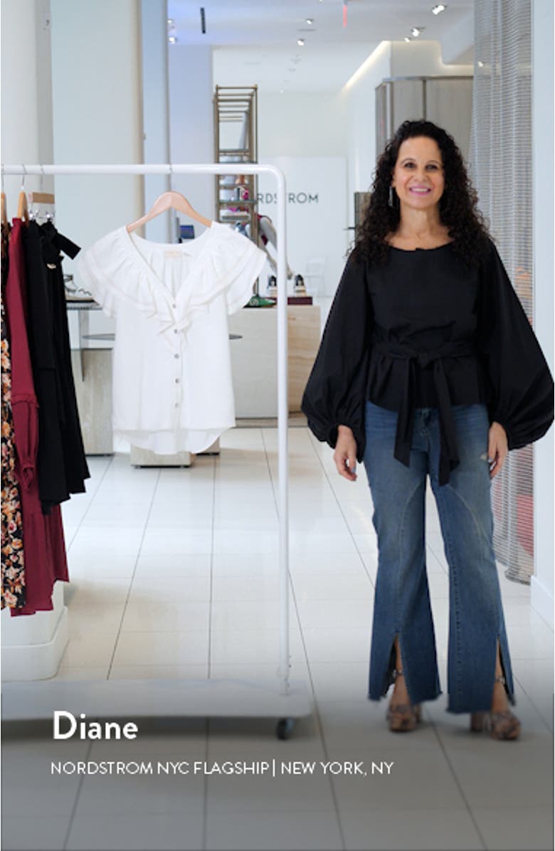 Lettie Ruffle Detail Button-Up Shirt, sales video thumbnail