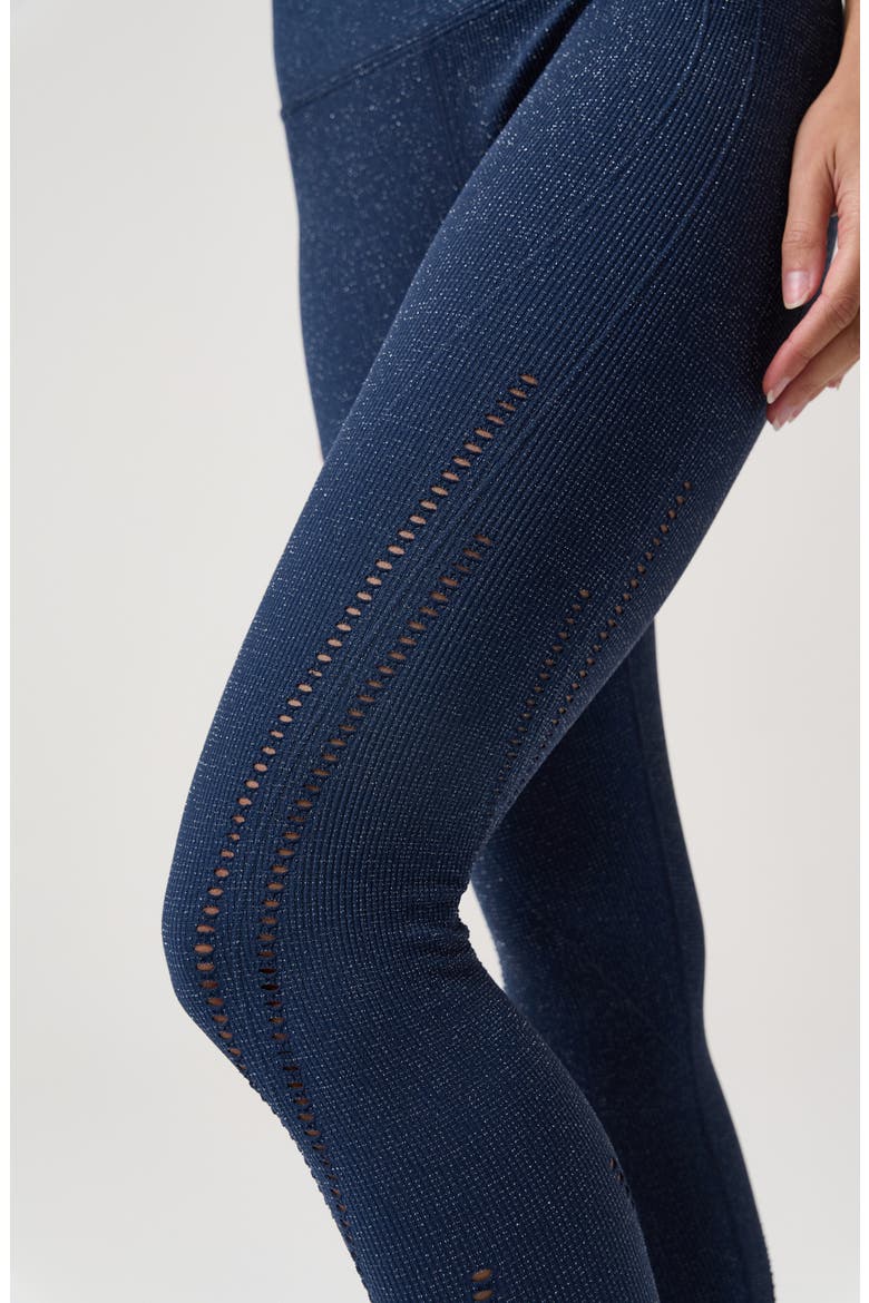 Danielle High Waist Shimmer Leggings, Alternate, color, INDIGO