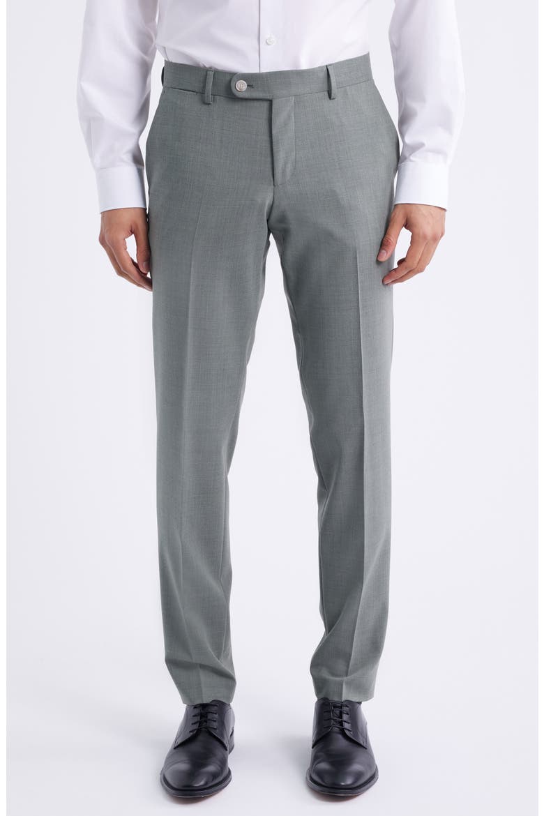 Genius Slim Fit Flat Front Stretch Dress Pants, Main, color, BEIGE