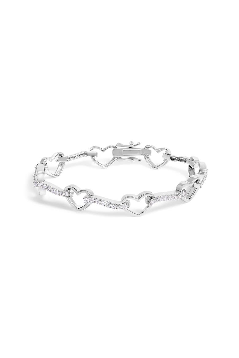 10K White Gold 2.0 Cttw Diamond Heart Link Bracelet, Main, color, White Gold
