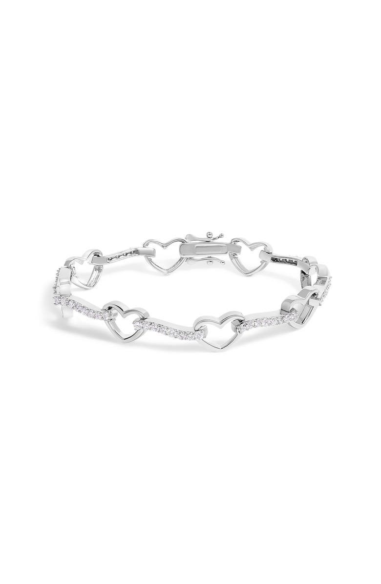 Haus of Brilliance 10K White Gold 2.0 Cttw Diamond Heart Link Bracelet, Main, color, White Gold