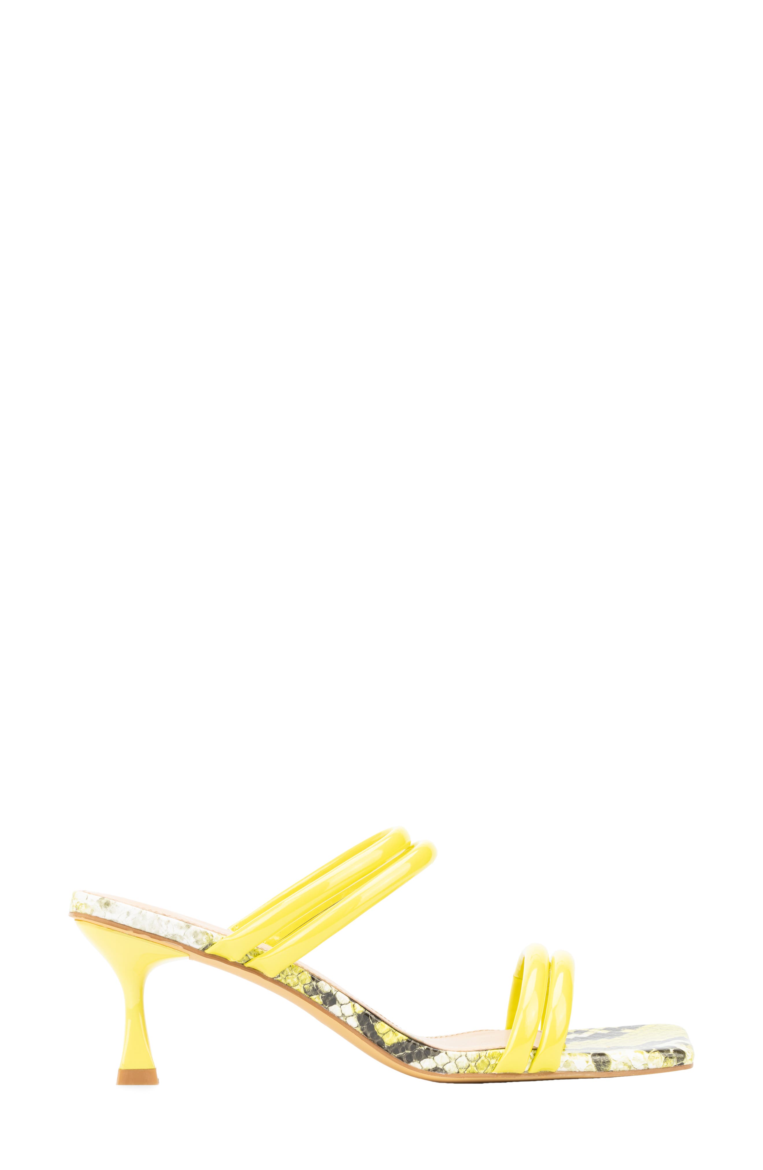 Fashion to Figure Lanna Snake Embossed Heeled Sandal - Wide Width, Alternate, color, Yellow