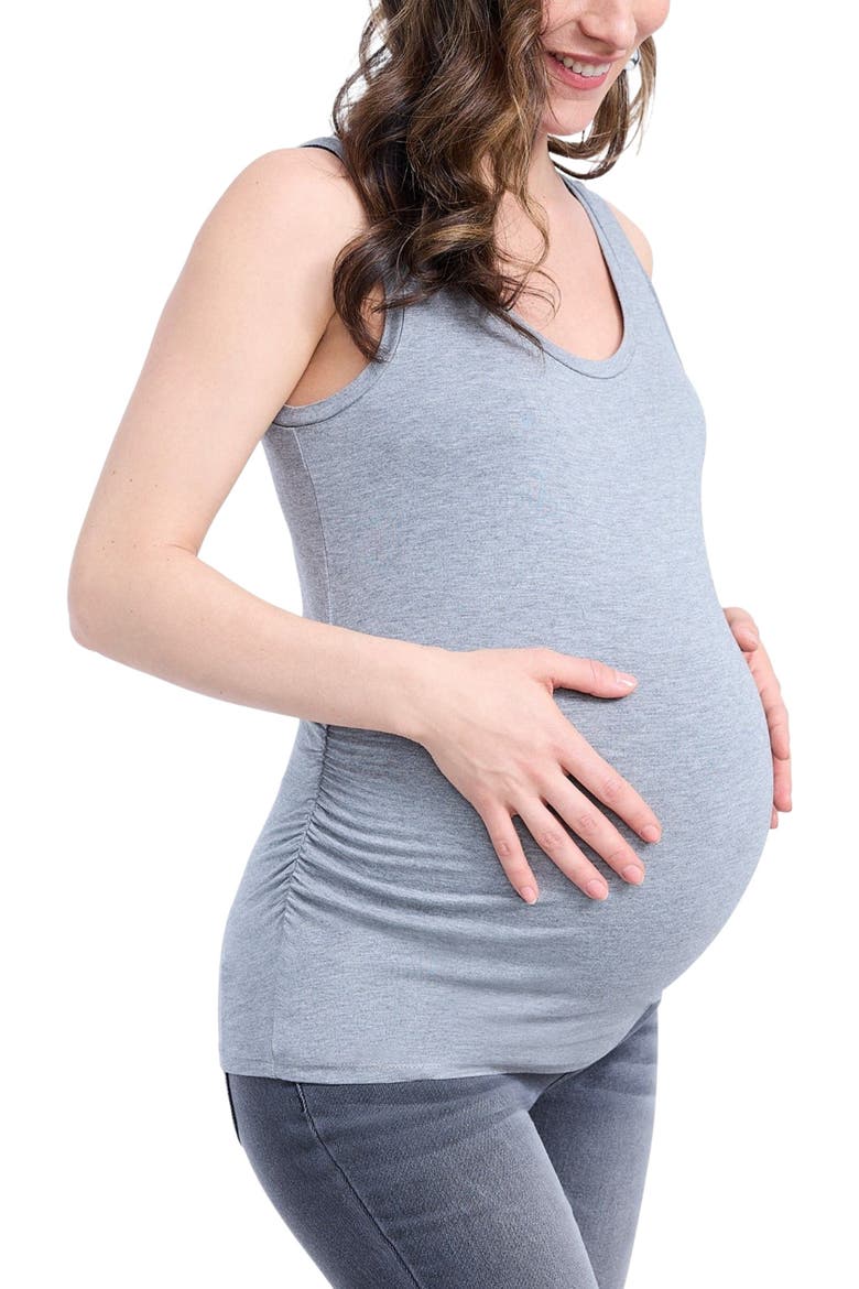 Scoop Neck Side-Ruched Maternity Tank Top - 2 Pack, Alternate, color, Black & Grey