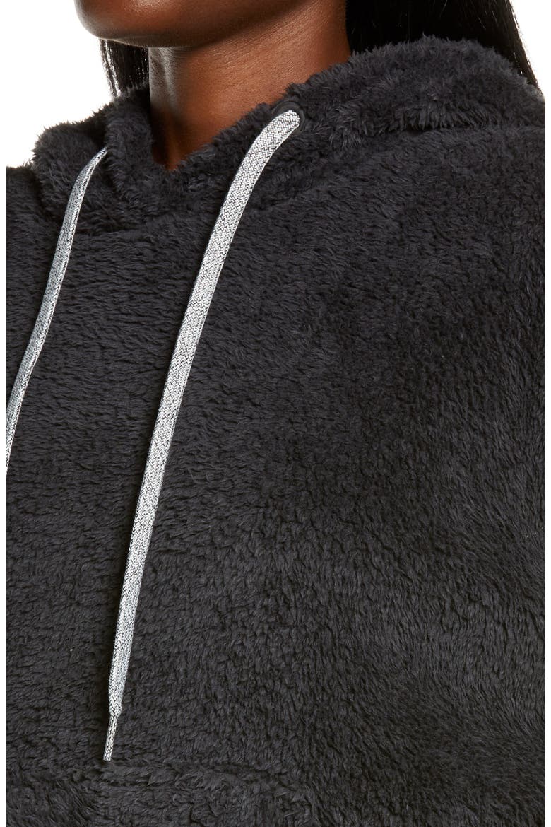 Lorya Double Face Fleece Hoodie, Alternate, color, INK BLACK