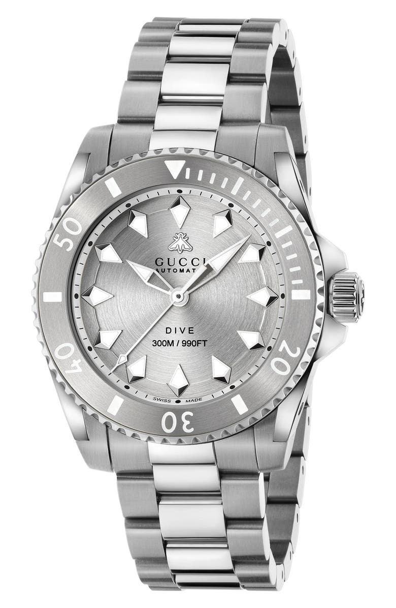 Gucci Dive Bracelet Watch, 40mm, Main, color, Silver