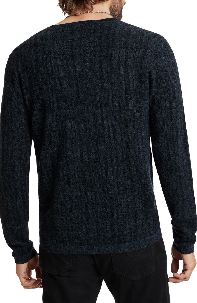 John Varvatos Bandera Rib Wool Blend V-Neck Sweater, Alternate, color, Navy