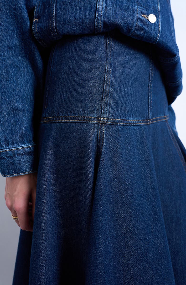 Topshop Dropped Waist Denim Skirt, Alternate, color, Medium Blue