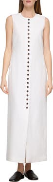Lafayette 148 New York Buttoned Linen Maxi Dress