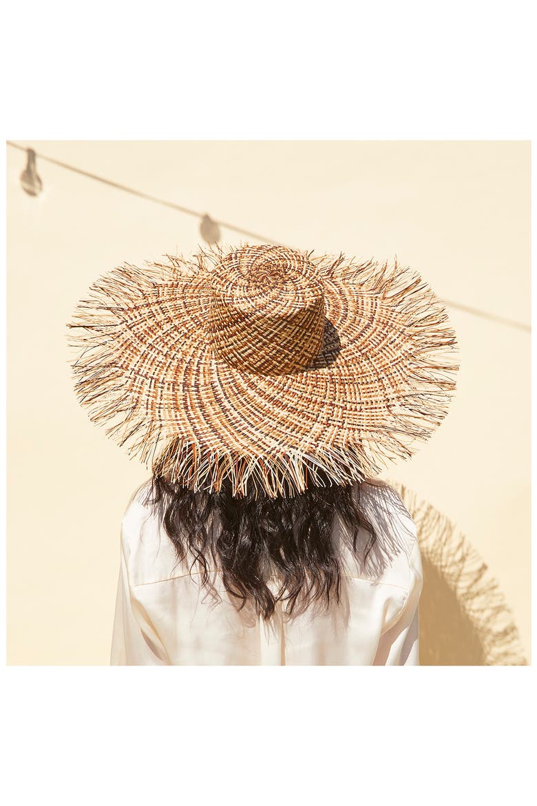 Valentina Wide Brim Straw Sun Hat, Alternate, color, BROWN/ MULTI