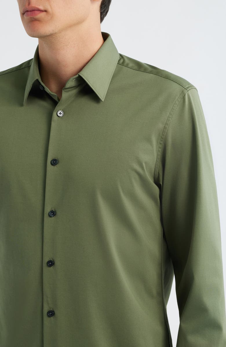 Theory Sylvain ND Structure Knit Button-Up Shirt, Alternate, color, Orchard