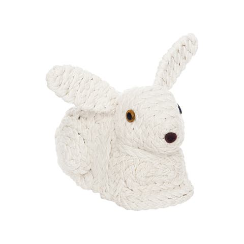 Resting Woven Rabbit Figurine