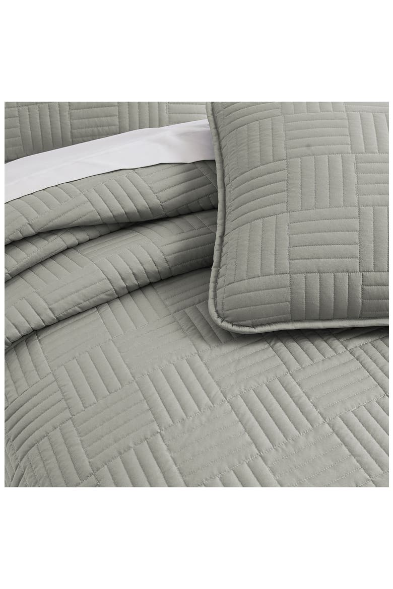 Grid Oversized Quilt Set, Alternate, color, GREY