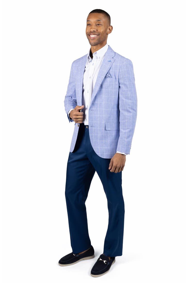 Mélange Yarn Dyed Windowpane Sport Coat, Alternate, color, LIGHT BLUE