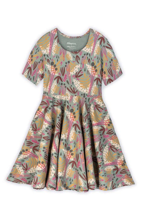 Organic Cotton Short Sleeve Print Twirl Dress