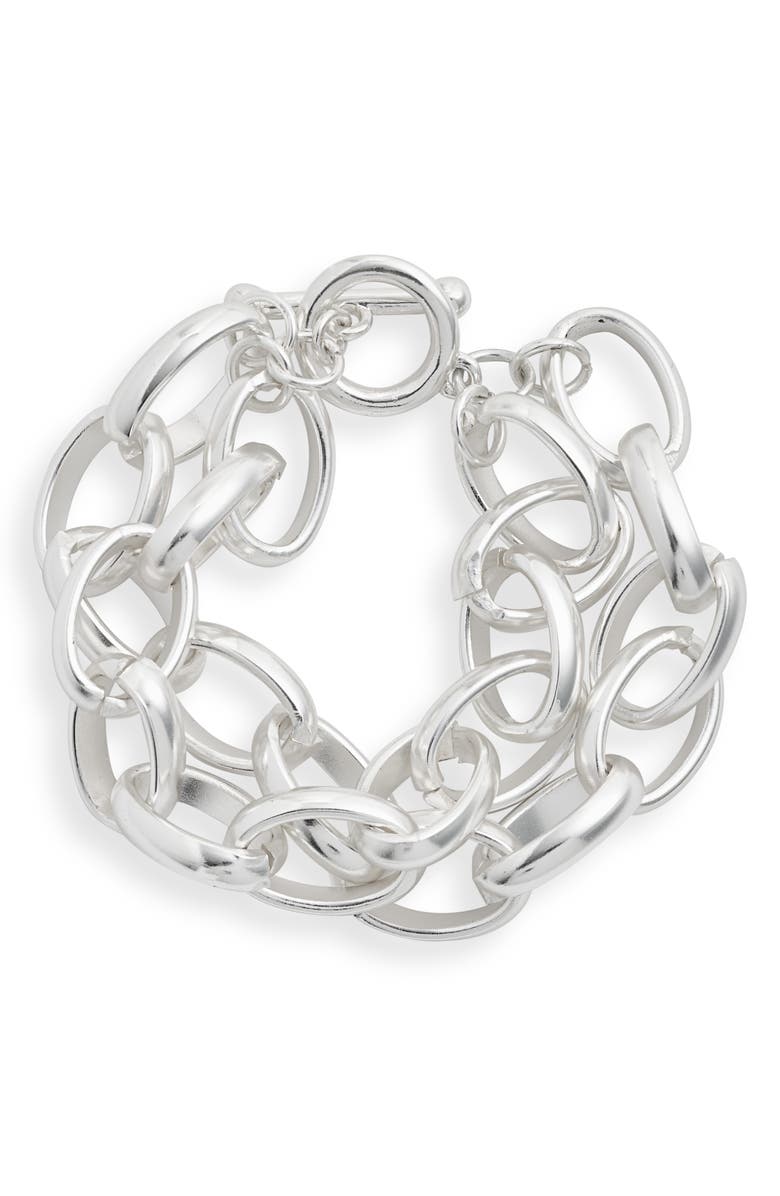 Karine Sultan Layered Chain Link Bracelet, Main, color, 