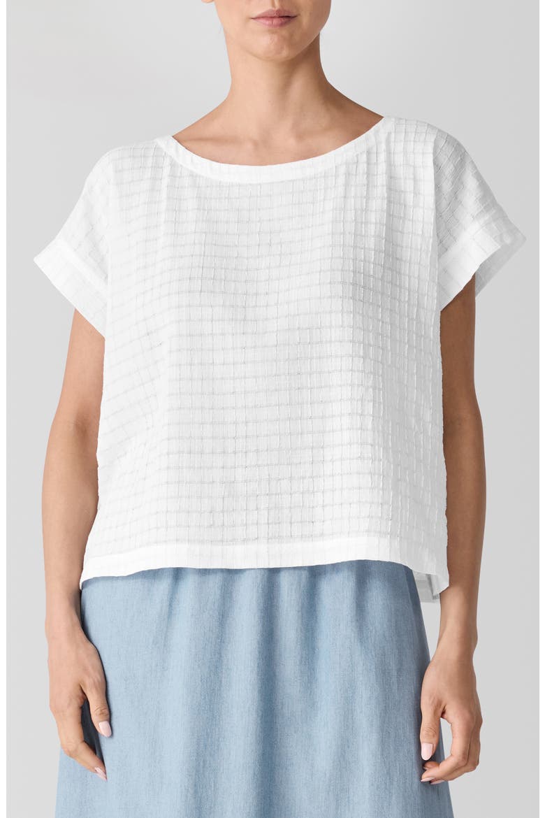 Boxy Boat Neck Organic Cotton Blend Top, Main, color, WHITE