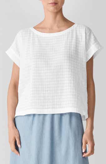 Eileen Fisher Boxy Boat Neck Organic Cotton Blend Top