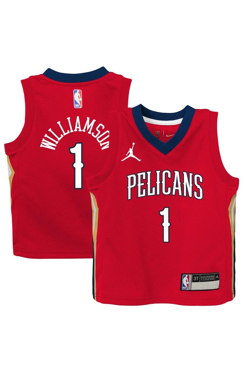 Jordan Brand Toddler Jordan Brand Zion Williamson Red New Orleans Pelicans 2020/21 Jersey - Statement Edition, Main, color, 