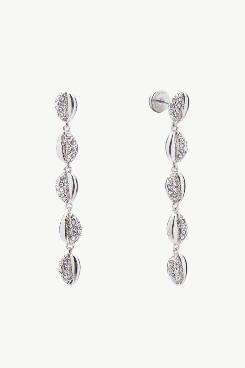 Lucia Cascade Pavé Shell Drop Earrings, Alternate, color, Silver