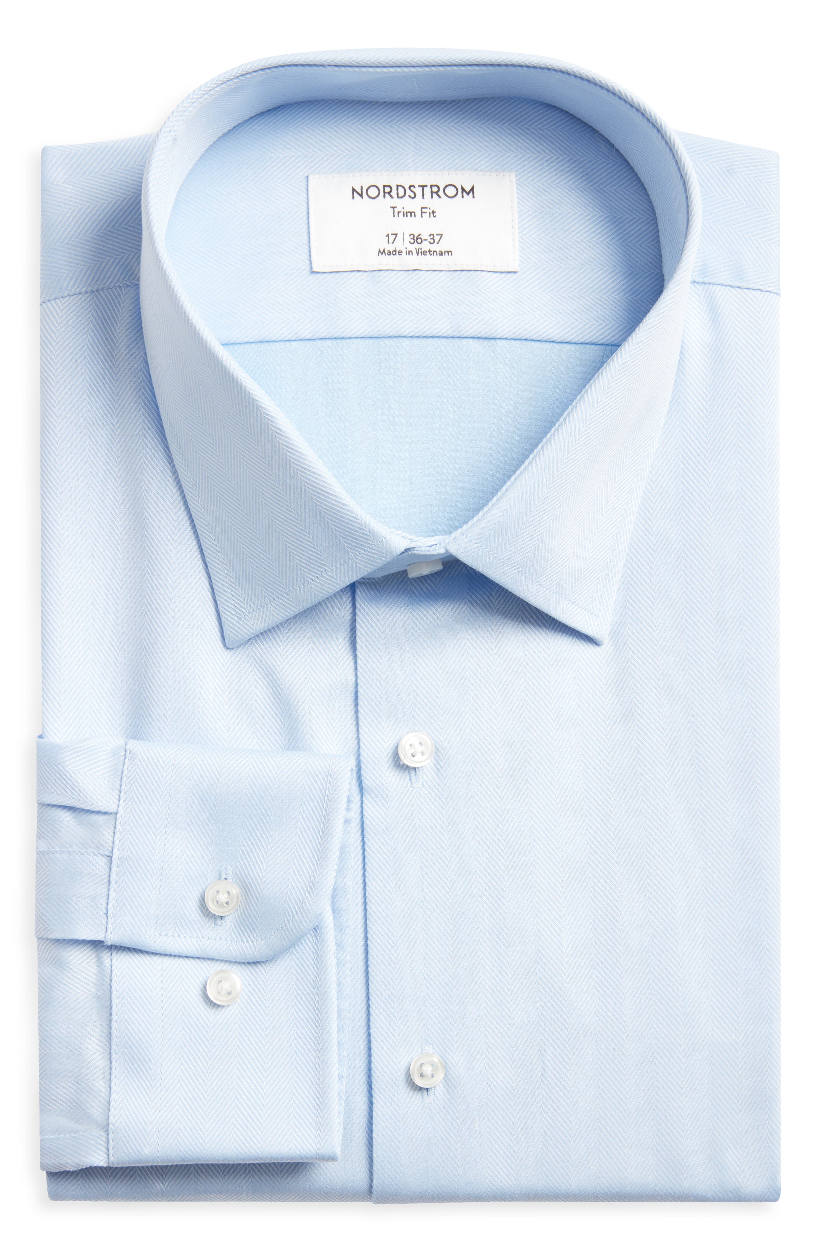Мужские платья Nordstrom Trim Fit Herringbone Dress Shirt — фото 7