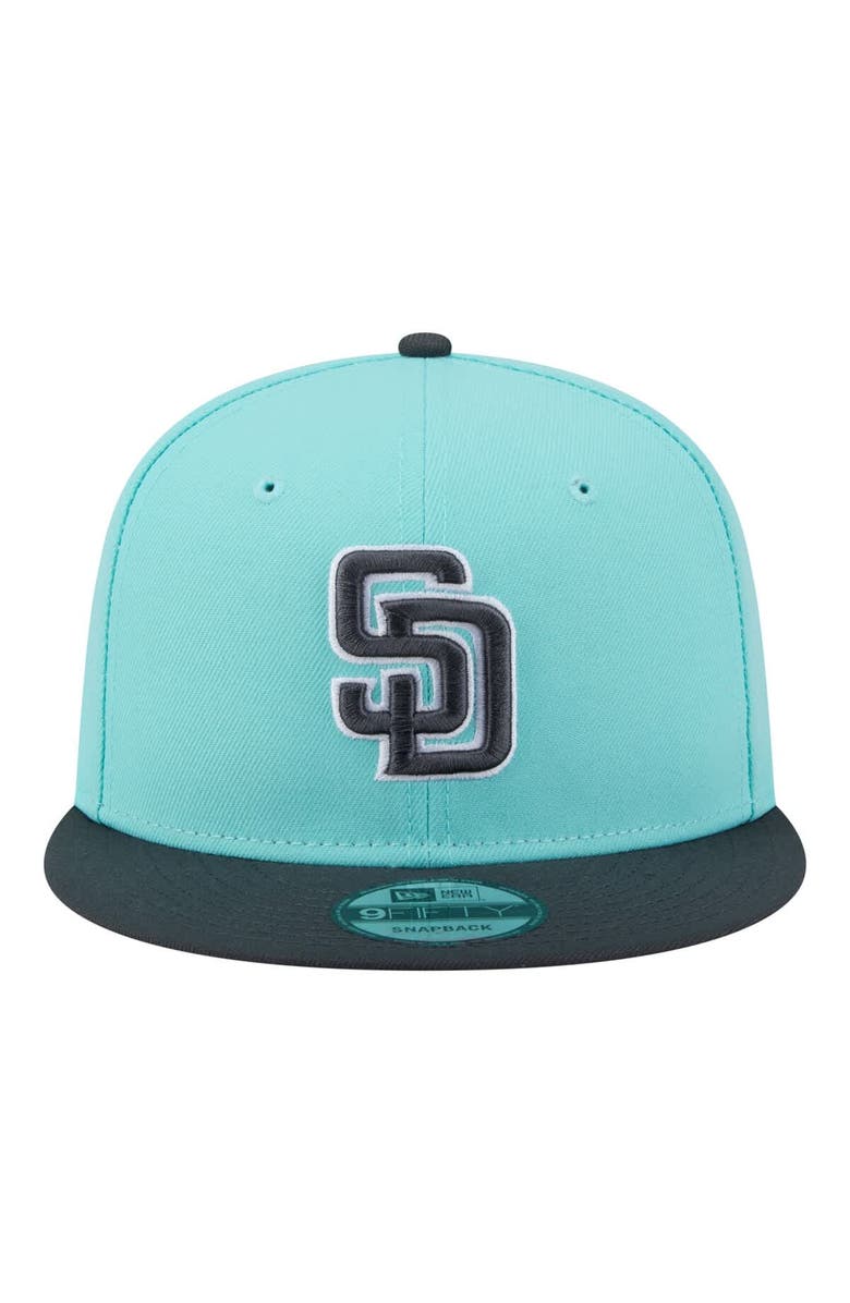 New Era Men's New Era Turquoise/Charcoal San Diego Padres Two-Tone Color Pack 9FIFTY Snapback Hat, Alternate, color, Turquoise